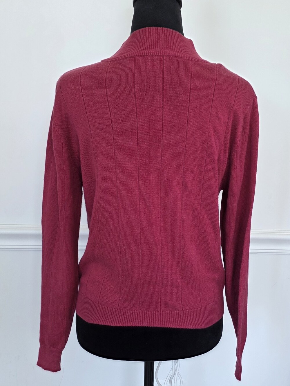Appleseed's Women's Mock Neck Ribbed Sweater - Raspberry S - Picture 4 of 7